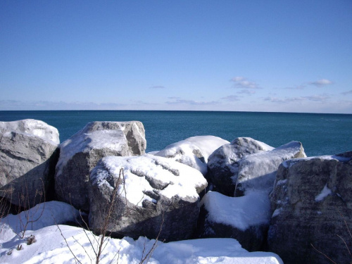jezioro Ontario - luty 2007 (temp. -25) #jeziora #JezioroOntario #zima #widoki #krajobrazy #Toronto #Kanada