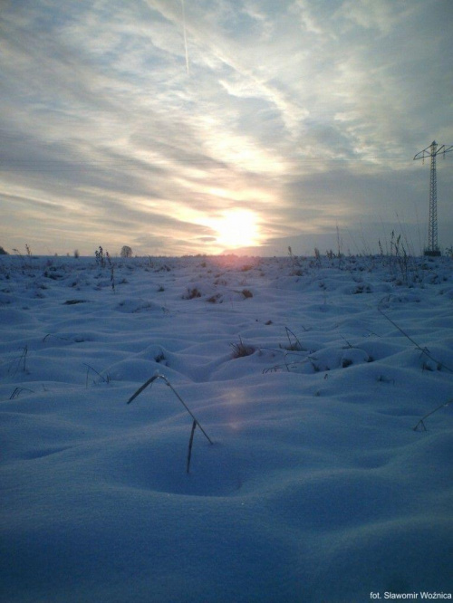 #śnieg #słonce #zachód #ZachódSłońca #chmury