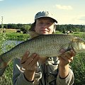 Boleń 61cm. Sierpień 2007.Narew.
Ryba wypuszczona do wody po złowieniu.