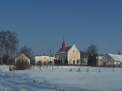 Zachodnia Ukraina 2006.01 minus 20 do minus 30 st.C #kościół #krajobraz #śnieg #Ukraina #zima