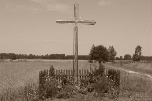 Nowy krzyż we wsi #widok #ogród #sępia #obraz #krzyż