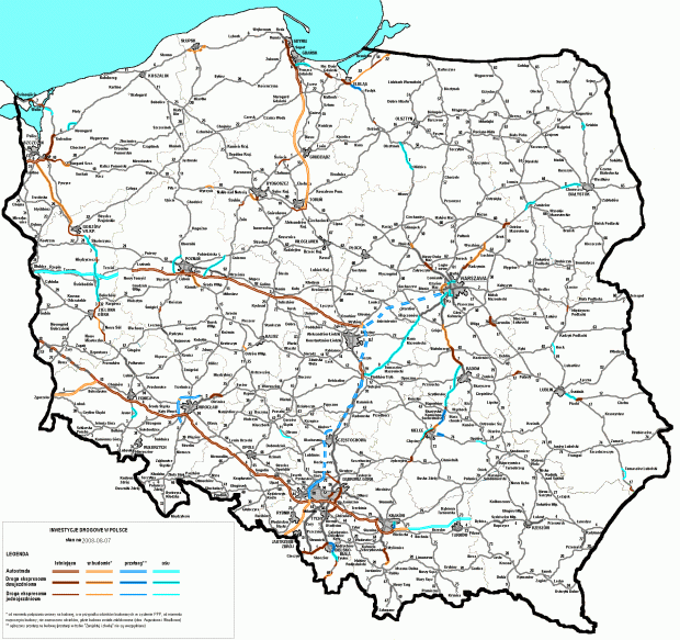 Autostrady i drogi ekspresowe 22 sierpnia 2008 #DrogiMapaAutostradyPolska