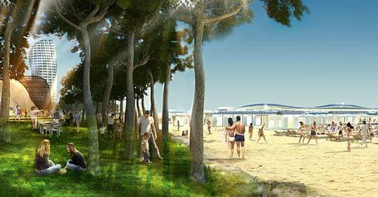 Norman Foster na plaży w Rimini