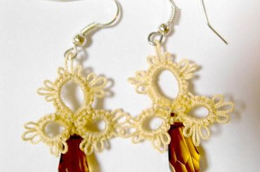 Kolczyki Miodowe krople #kolczyki #frywolitka #frywolitki #biżuteria #earings #tatting #tatted #jewelery