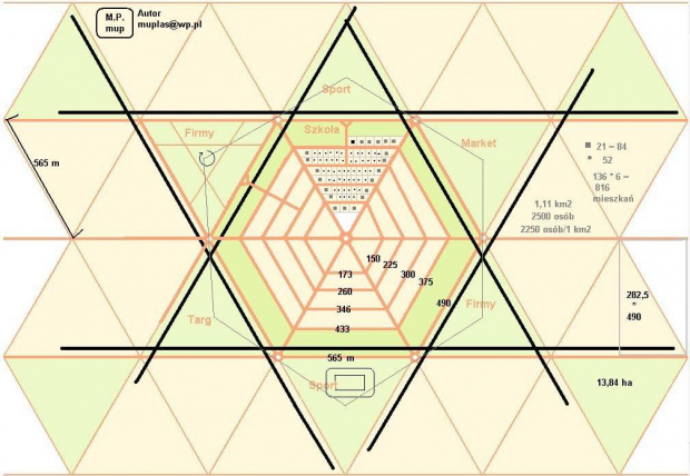 Miasto Heksagon - muplas - miasto, projekt, idealne, wzór